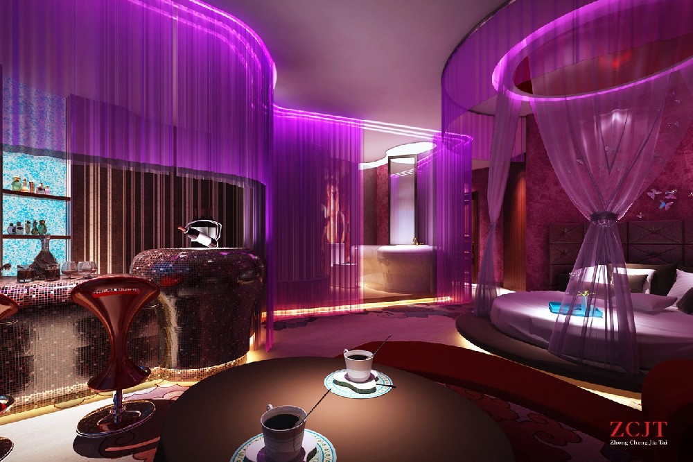 情侶酒店客房設(shè)計、粉色室內(nèi)空間設(shè)計